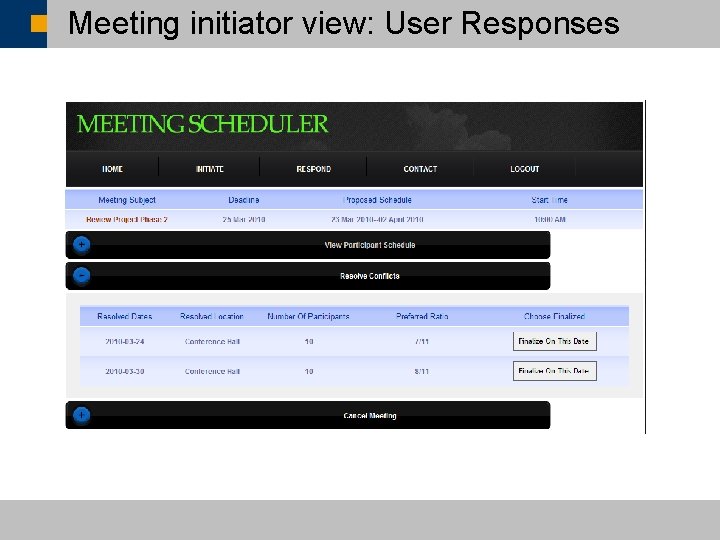 Meeting initiator view: User Responses ã SAP AG 2007, SAP CSUN 2007 Conference Presentation