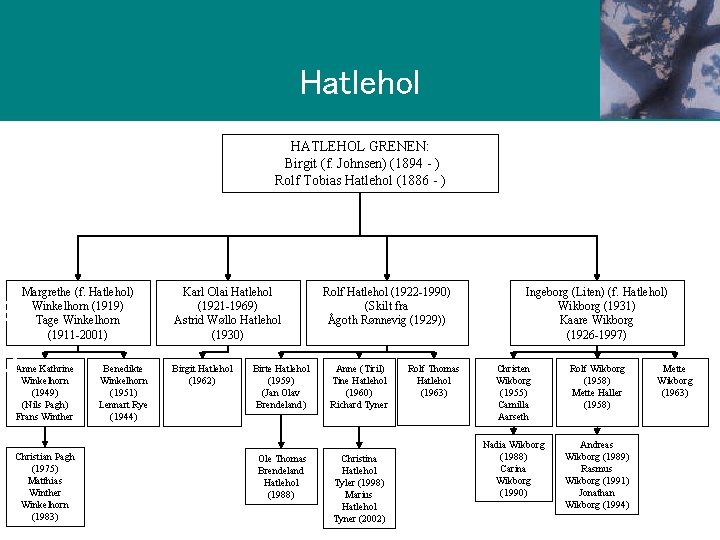 Hatlehol HATLEHOL GRENEN: Birgit (f. Johnsen) (1894 - ) Rolf Tobias Hatlehol (1886 -