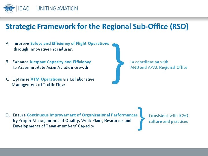 Strategic Framework for the Regional Sub-Office (RSO) A. Improve Safety and Efficiency of Flight