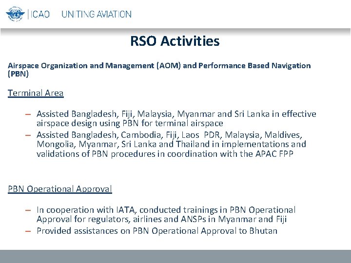 RSO Activities Airspace Organization and Management (AOM) and Performance Based Navigation (PBN) Terminal Area