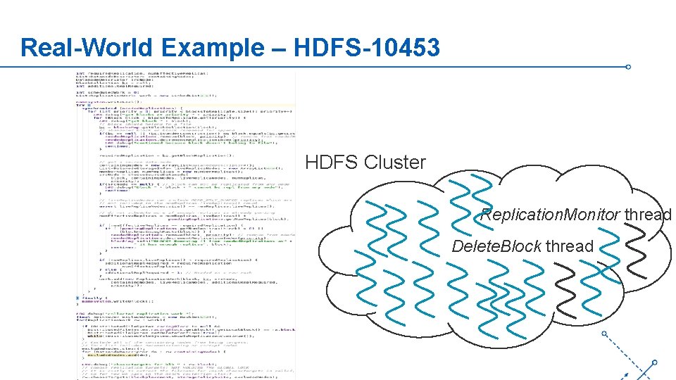Real-World Example – HDFS-10453 HDFS Cluster ‘Replication. Monitor thread Delete. Block thread 