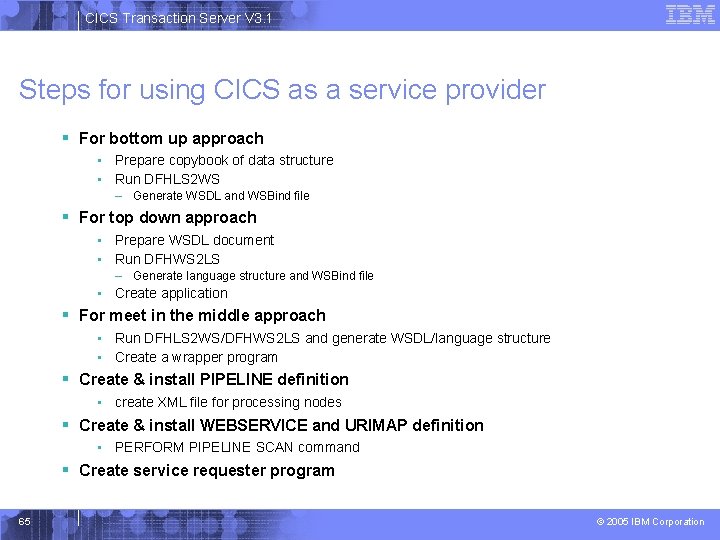 CICS Transaction Server V 3. 1 Steps for using CICS as a service provider