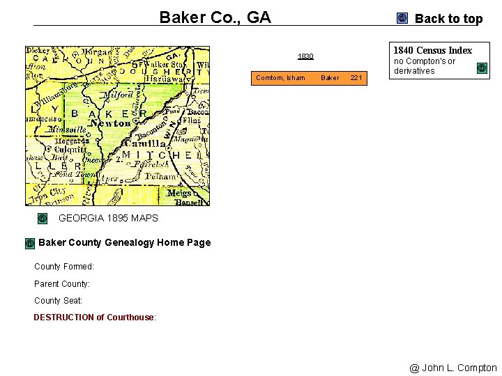 Baker Co. , GA Back to top 1840 Census Index 1830 Comtom, Isham Baker