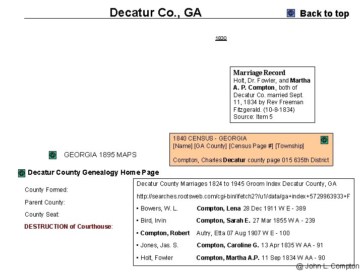 Decatur Co. , GA Back to top 1830 Marriage Record Holt, Dr. Fowler, and