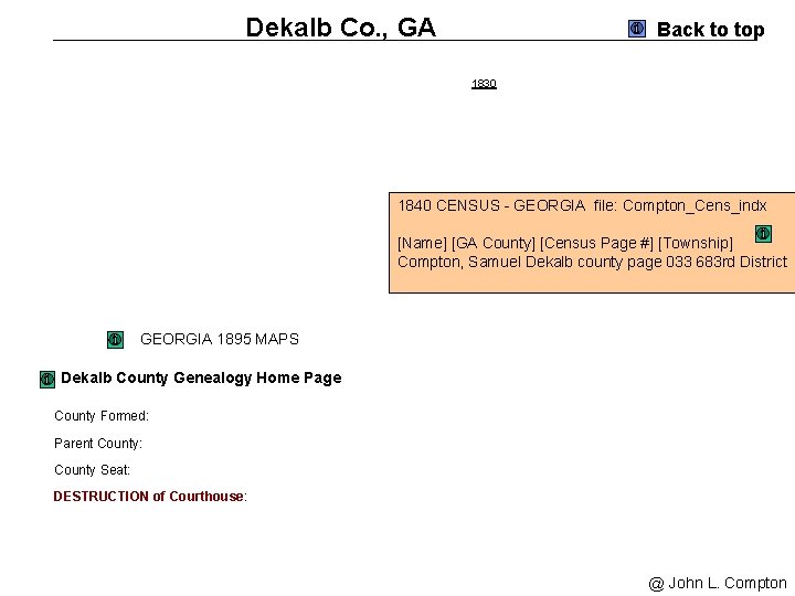 Dekalb Co. , GA Back to top 1830 1840 CENSUS - GEORGIA file: Compton_Cens_indx