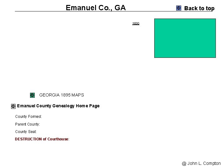 Emanuel Co. , GA Back to top 1830 GEORGIA 1895 MAPS Emanuel County Genealogy