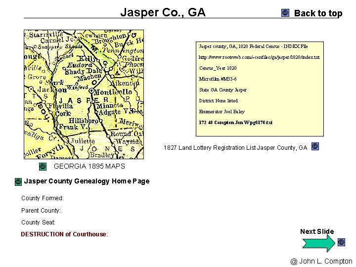 Jasper Co. , GA Back to top Jasper county, GA, 1820 Federal Census -