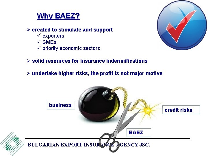 Why BAEZ? Ø created to stimulate and support ü exporters ü SMEs ü priority