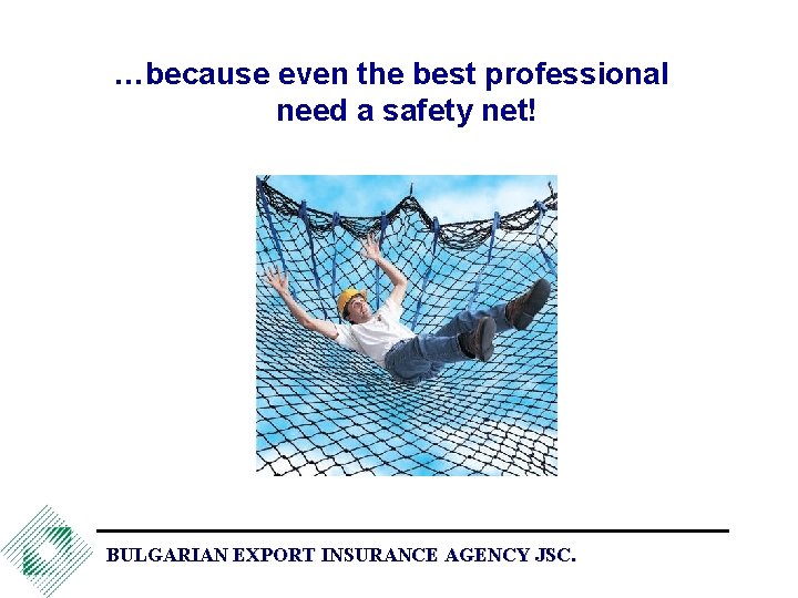 …because even the best professional need a safety net! BULGARIAN EXPORT INSURANCE AGENCY JSC.