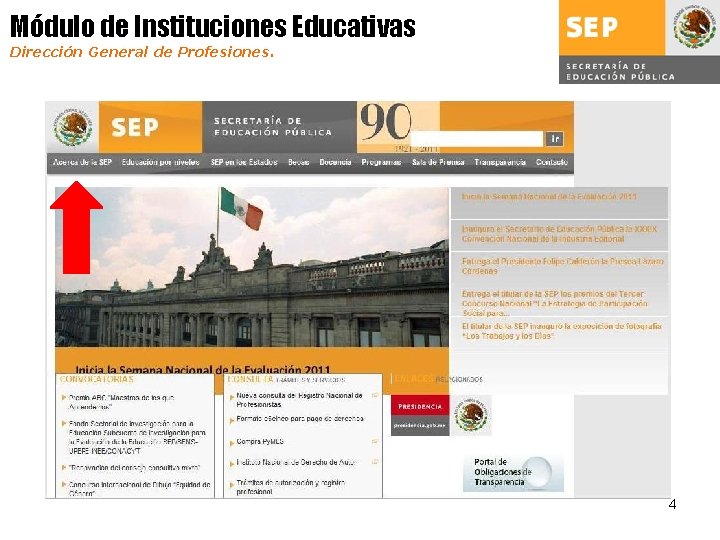 Módulo de Instituciones Educativas Dirección General de Profesiones. 4 