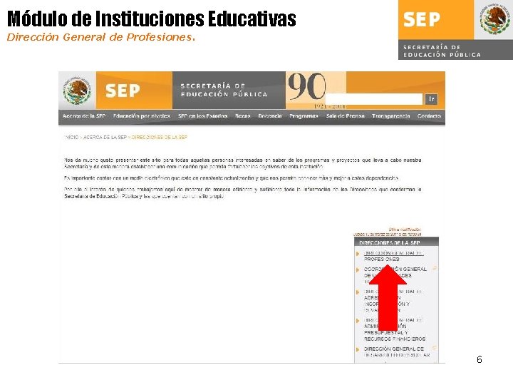 Módulo de Instituciones Educativas Dirección General de Profesiones. 6 