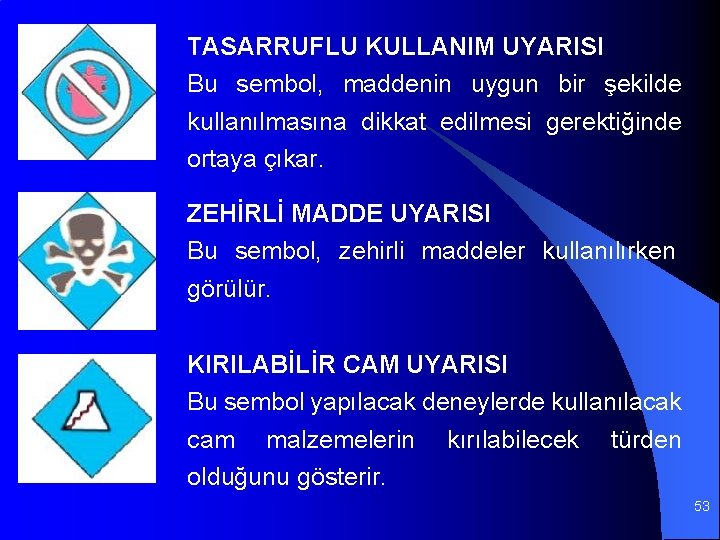 TASARRUFLU KULLANIM UYARISI Bu sembol, maddenin uygun bir şekilde kullanılmasına dikkat edilmesi gerektiğinde ortaya