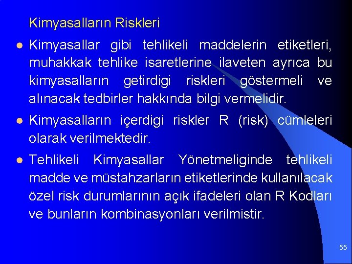 Kimyasalların Riskleri l Kimyasallar gibi tehlikeli maddelerin etiketleri, muhakkak tehlike isaretlerine ilaveten ayrıca bu