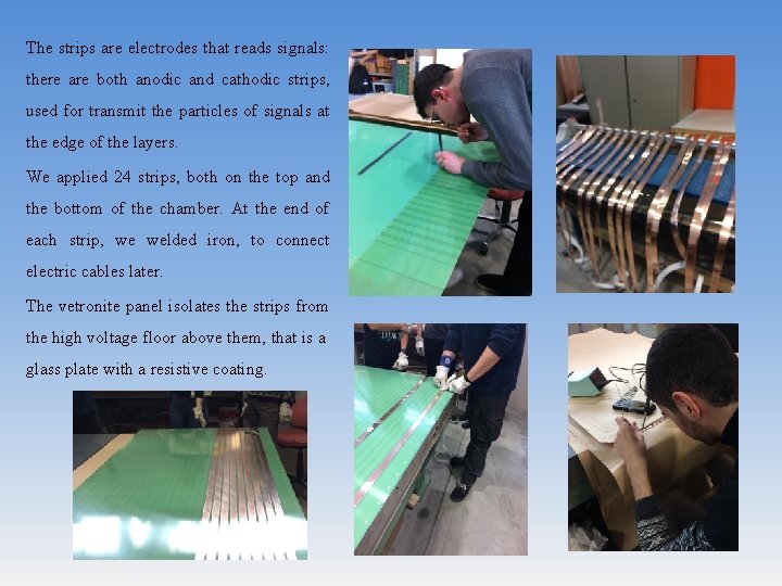 The strips are electrodes that reads signals: there are both anodic and cathodic strips, The strips are electrodes that reads signals: there are both anodic and cathodic strips,