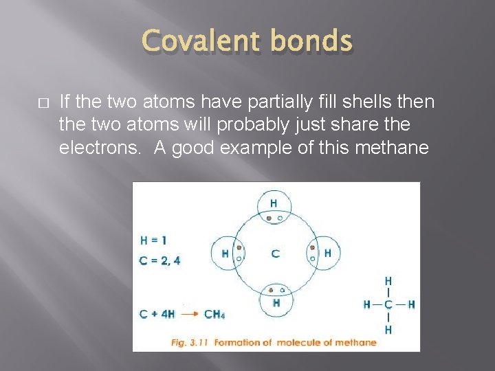 Covalent bonds � If the two atoms have partially fill shells then the two