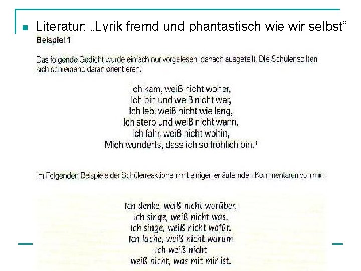 n Literatur: „Lyrik fremd und phantastisch wie wir selbst“ 