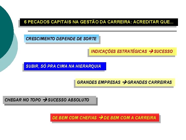 6 PECADOS CAPITAIS NA GESTÃO DA CARREIRA: ACREDITAR QUE. . . CRESCIMENTO DEPENDE DE