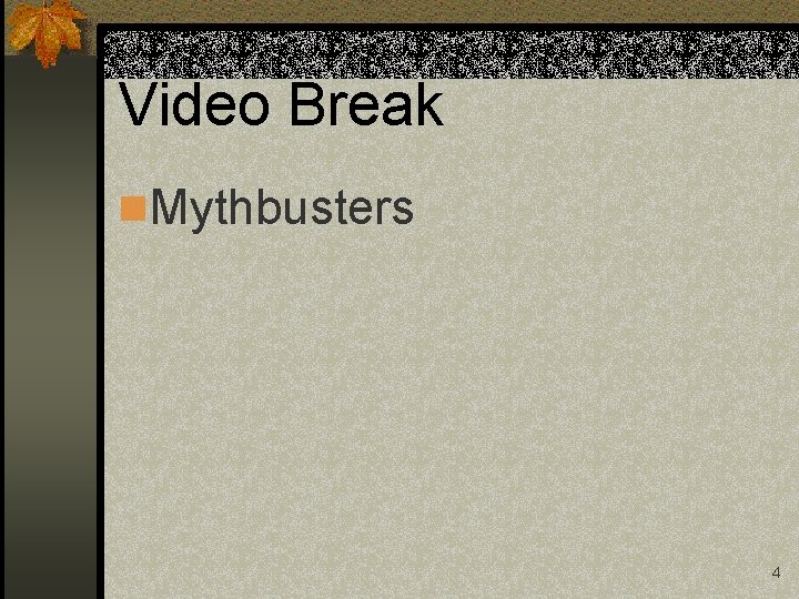 Video Break n. Mythbusters 4 