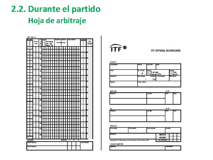 2. 2. Durante el partido Hoja de arbitraje 