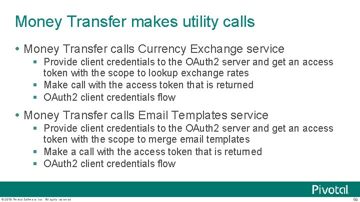 Money Transfer makes utility calls Money Transfer calls Currency Exchange service § Provide client