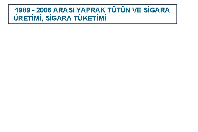 1989 - 2006 ARASI YAPRAK TÜTÜN VE SİGARA ÜRETİMİ, SİGARA TÜKETİMİ 