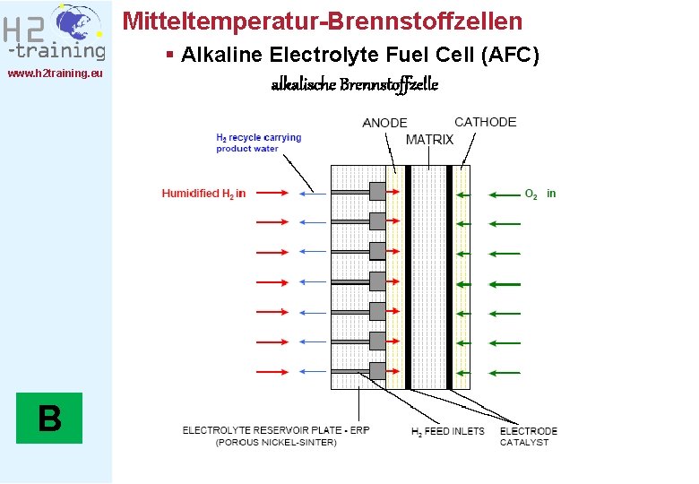 Mitteltemperatur-Brennstoffzellen www. h 2 training. eu B § Alkaline Electrolyte Fuel Cell (AFC) alkalische