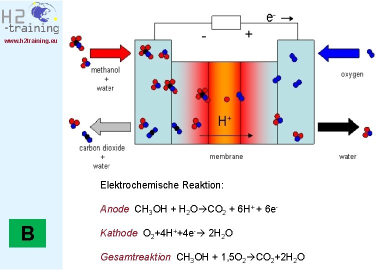 www. h 2 training. eu Elektrochemische Reaktion: Anode CH 3 OH + H 2