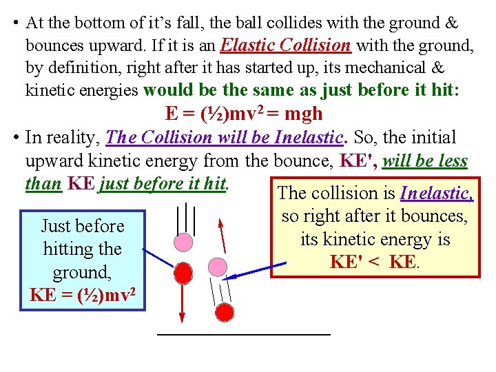 • At the bottom of it’s fall, the ball collides with the ground • At the bottom of it’s fall, the ball collides with the ground