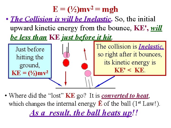 E = (½)mv 2 = mgh • The Collision is will be Inelastic. So, E = (½)mv 2 = mgh • The Collision is will be Inelastic. So,