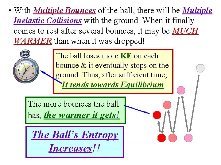  • With Multiple Bounces of the ball, there will be Multiple Inelastic Collisions