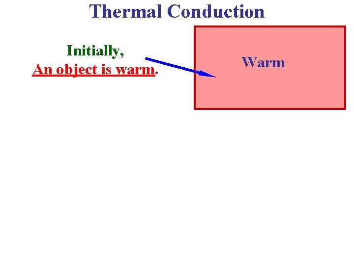 Thermal Conduction Initially, An object is warm. Warm Thermal Conduction Initially, An object is warm. Warm