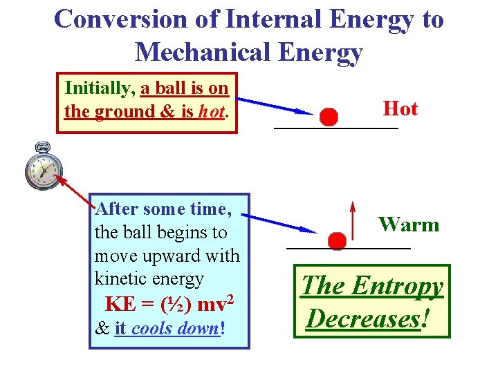 Conversion of Internal Energy to Mechanical Energy Initially, a ball is on the ground Conversion of Internal Energy to Mechanical Energy Initially, a ball is on the ground