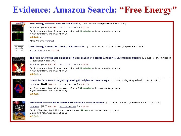 Evidence: Amazon Search: “Free Energy" 
