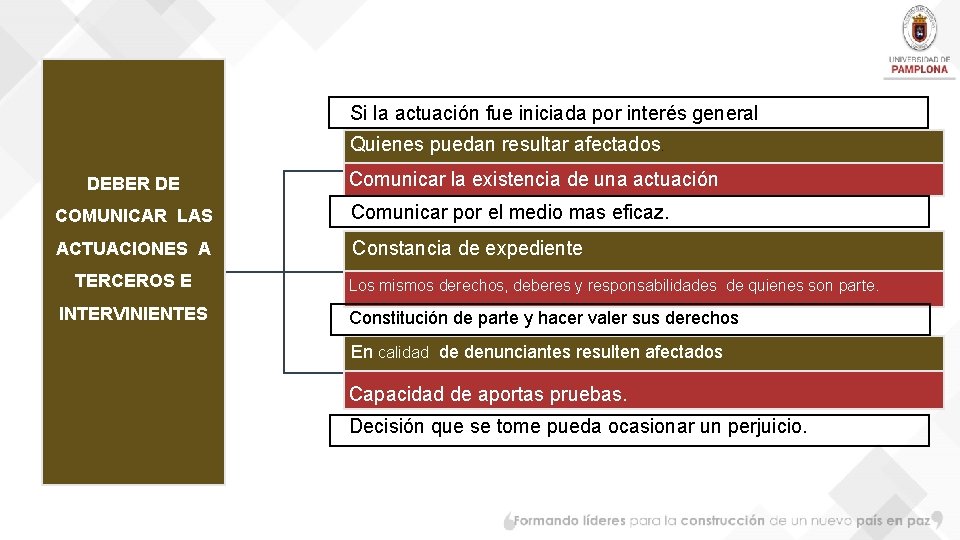 Si la actuación fue iniciada por interés general Quienes puedan resultar afectados. DEBER DE