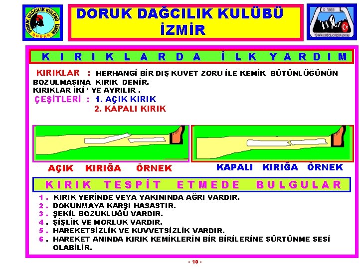 DORUK DAĞCILIK KULÜBÜ İZMİR K I R I K L A R D A