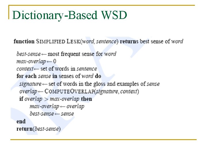 Dictionary-Based WSD 