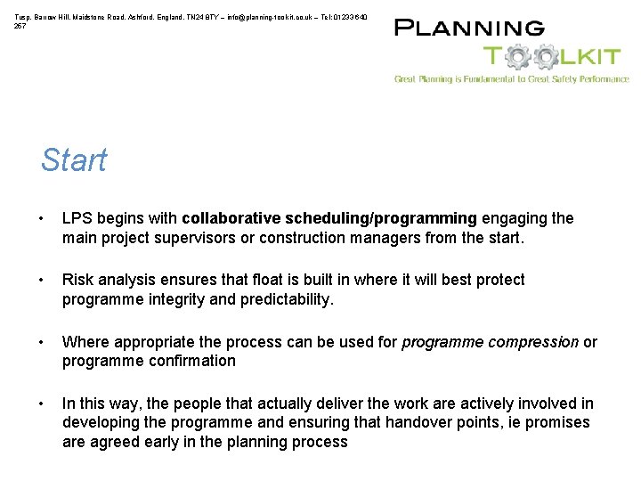 Tusp, Barrow Hill, Maidstone Road, Ashford, England, TN 24 8 TY – info@planning-toolkit. co.