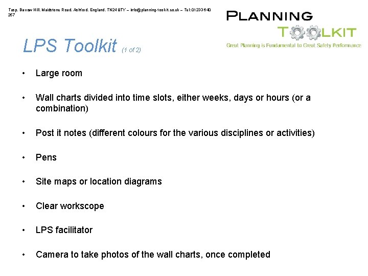 Tusp, Barrow Hill, Maidstone Road, Ashford, England, TN 24 8 TY – info@planning-toolkit. co.