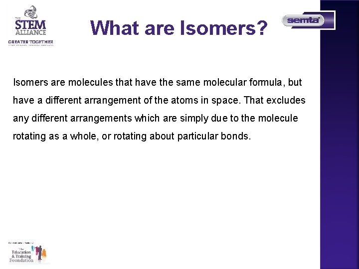 What are Isomers? Isomers are molecules that have the same molecular formula, but have