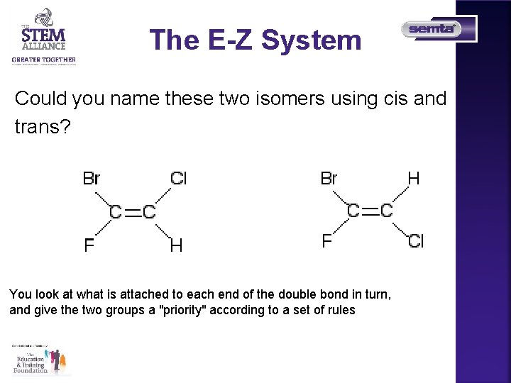 The E-Z System Could you name these two isomers using cis and trans? You