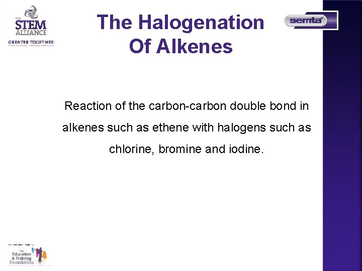 The Halogenation Of Alkenes Reaction of the carbon-carbon double bond in alkenes such as