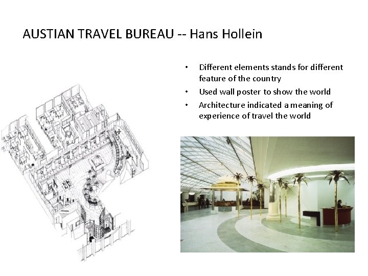 AUSTIAN TRAVEL BUREAU -- Hans Hollein • • • Different elements stands for different