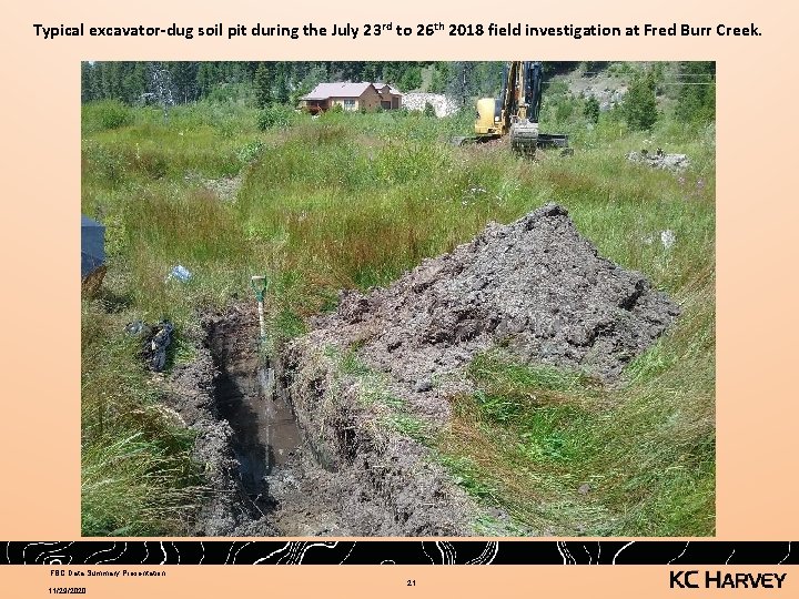 Typical excavator-dug soil pit during the July 23 rd to 26 th 2018 field