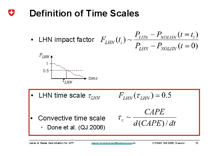Definition of Time Scales • LHN impact factor FLHN 1 0. 5 t. LHN