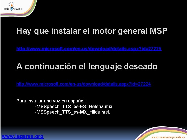 Hay que instalar el motor general MSP http: //www. microsoft. com/en-us/download/details. aspx? id=27225 A