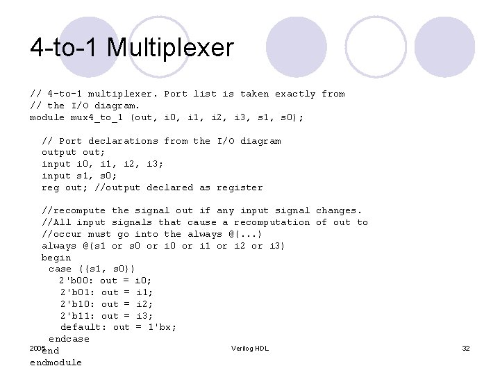 4 -to-1 Multiplexer // 4 -to-1 multiplexer. Port list is taken exactly from //