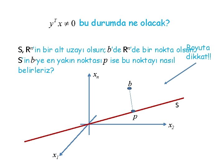 bu durumda ne olacak? Boyuta S, Rn’in bir alt uzayı olsun; b’de Rn’de bir