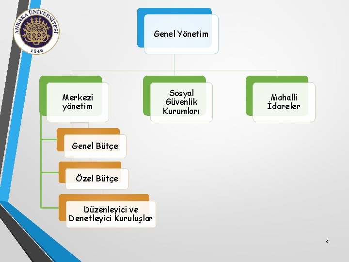 Genel Yönetim Merkezi yönetim Sosyal Güvenlik Kurumları Mahalli İdareler Genel Bütçe Özel Bütçe Düzenleyici