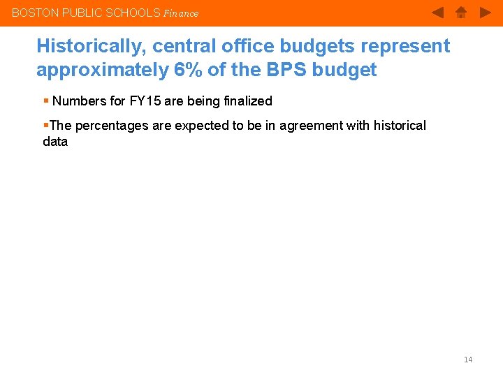 BOSTON PUBLIC SCHOOLS Finance Historically, central office budgets represent approximately 6% of the BPS