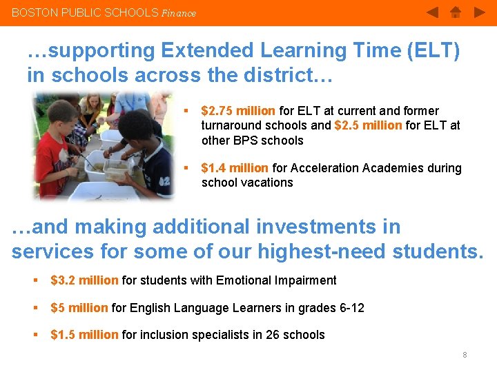 BOSTON PUBLIC SCHOOLS Finance …supporting Extended Learning Time (ELT) in schools across the district…